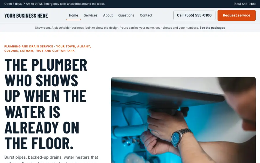 The plumbing showroom site, homepage